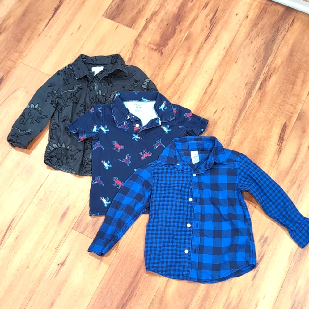 3 pack of 3T boy dress button shirts dinosaur
